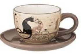 "ПАРИЖСКИЕ КОТЫ" ЧАЙНЫЙ НАБ. НА 1 ПЕРСОНУ 15*15*7СМ / 220МЛ