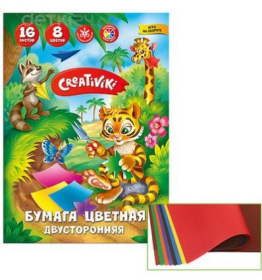 Бумага цв. 2-сторон. Creativiki 8 цв. 16 л. А4 200