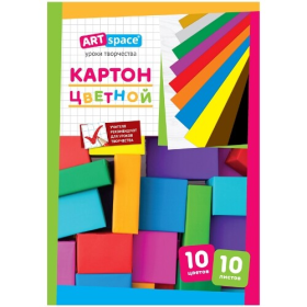 Картон цветной A5, ArtSpace, 10л., 10цв., немелова