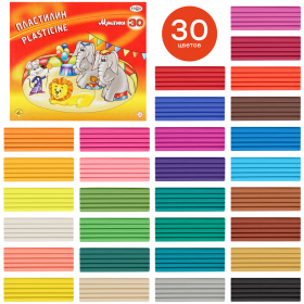 Пластилин Гамма "Мультики", 30 цветов, 600г, со стеком, картон. упак.
