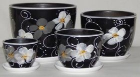 Кашпо кувшинка 0,75л с подставкой Фиалка ночная (d=14см)